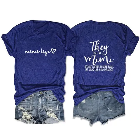 T-Shirt Da Donna Girocollo A Maniche Corte In Misto Cotone Con Stampa Grafica Di Lettere Casuale Estiva