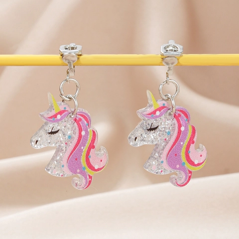 Cute Cartoon Animal Clip On Earrings Acrylic Resin No Piercing Jewelry For Kids Girls Kawaii Unicorn Tiger Cat Frog