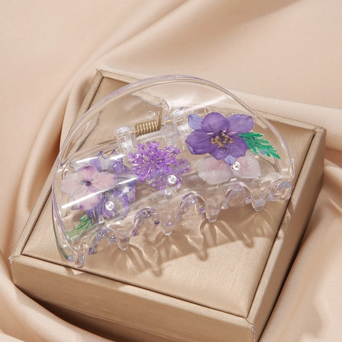 Eleganter Transparenter Acryl Haarklammer Mit Echten Trockenblumen Blumen Haarclip Für Damen Täglich Hochzeit Party Haarschmuck