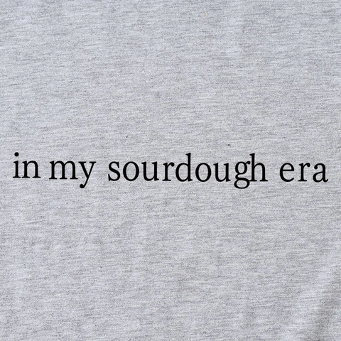 Camiseta de Mezcla de Algodón Casual para Mujer In My Sourdough Era Estampado de Letras Cuello Redondo Manga Corta
