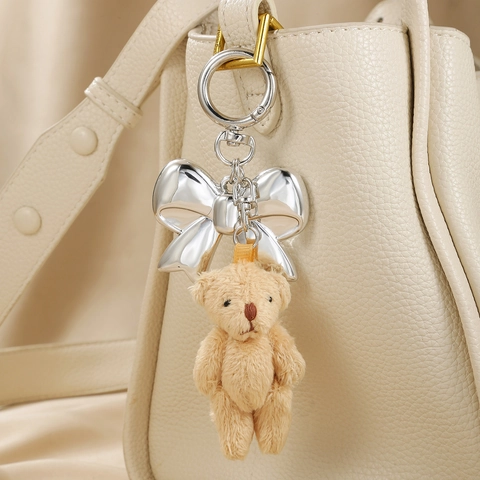 Simpatico Portachiavi Animale Ciondolo Borsa Orsetto Peluche Elefante Resina Uccello Smalto Nappa Lega Decorazione