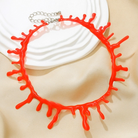 Girocollo Di Halloween In Silicone Con Sangue Gocciolante Rosso E Punto Croce Nero Gioielli Gotici Per Feste