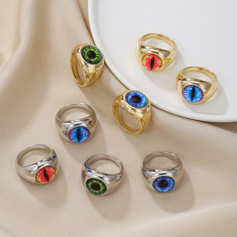 Evil Eye Ring Alloy Punk Gothic Demon Eye Jewelry For Halloween Party Costume Neutral Accessory