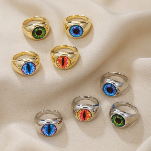 Evil Eye Ring Alloy Punk Gothic Demon Eye Jewelry For Halloween Party Costume Neutral Accessory