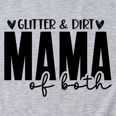 Maglietta Donna Casual Misto Cotone Girocollo Glitter Dirt Mama Of Both Stampa Lettere Manica Corta Top Streetwear Largo