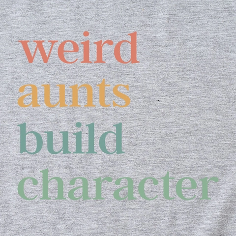 Damen Weird Aunts Build Character T-Shirt Retro Farbiger Buchstabendruck Kurzarm Baumwollmischung Rundhals Lockeres Casual Top
