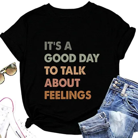 Γυναικείο Casual T-Shirt από Μείγμα Βαμβακιού Στρογγυλή Λαιμόκοψη Κοντό Μανίκι Top Retro Slogan Εκτύπωση Graphic Tee για Καλοκαιρινή Μόδα