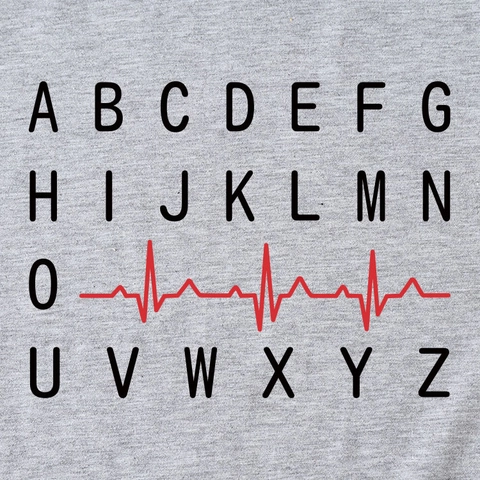 Damen Casual Baumwollmischung Kurzarm T-Shirt Rundhals Alphabet Herzschlag Welle EKG Grafikdruck Lockeres Sommer Top