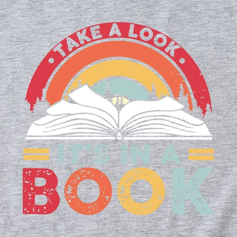 Women Casual Short Sleeve T-Shirt Cotton Blend Round Neck Retro Rainbow Book Print Loose Fit Vintage Style Graphic Tee