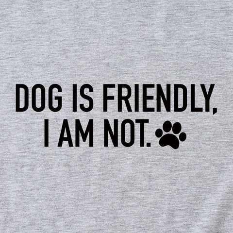Damen Casual Baumwollmischung T-Shirt Humorvoller Slogan Dog Is Friendly Druck Rundhals Kurzarm Lose Sommer Top