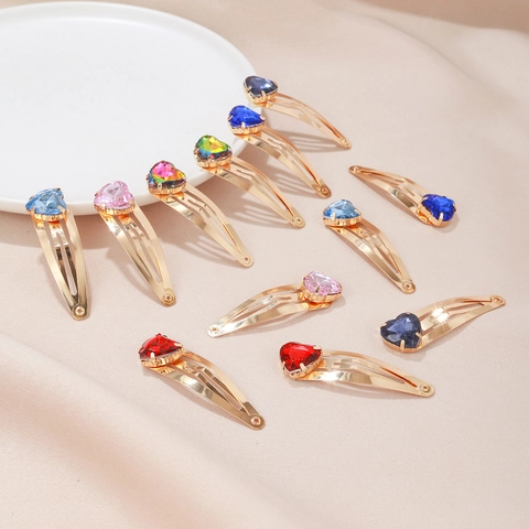Lega Strass Cuore BB Fermagli per Capelli Per Donna Ragazze Dolci Colorati Cristallo Forcine Set Clip Laterale Capelli Accessori