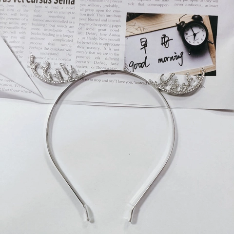 Diadema Festiva de Astas de Renos con Strass Elegante Banda de Metal para Pelo para Fiesta de Navidad Accesorios Mujer