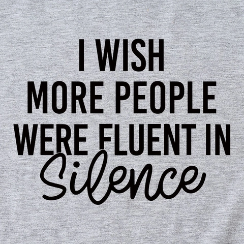 T-Shirt Décontracté en Mélange de Coton pour Femmes Imprimé Slogan Col Rond Manches Courtes Silence Graphic Tee Top