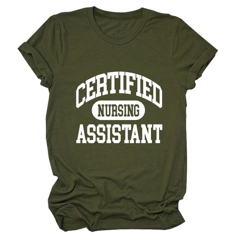 Certified Nursing Assistant T-Shirt Γυναικείο Casual Μείγμα Βαμβακιού Κοντό Μανίκι Στρογγυλή Λαιμόκοψη Χαλαρό Γραφικό Tee Καλοκαιρινό Top