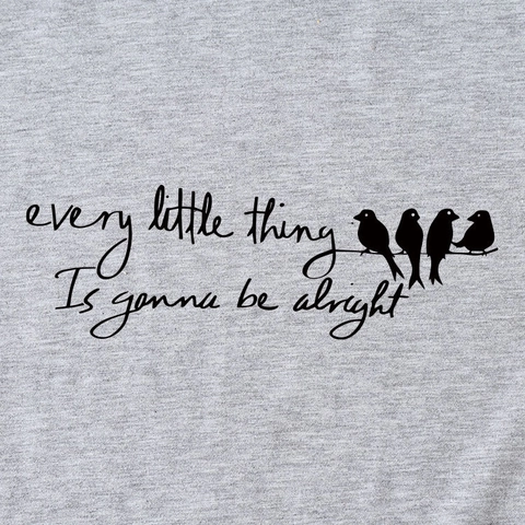 Every Little Thing Is Gonna Be Alright Damen Casual Baumwollmischung T-Shirt Vogel Print Kurzarm Rundhals Locker Top