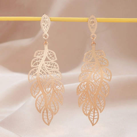 Koperen Oorbellen Dames Strik Zirkonia Hol Blad Geometrische Driehoek Gedraaide Ring Feestelijke Elegante Mode Accessoires