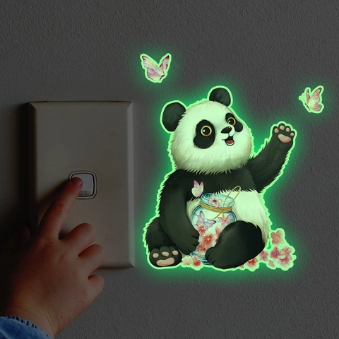Adesivo Da Parete Panda Cartone Animato Luminoso Al Buio Decalcomanie Interruttore Luce Fluorescente PVC Impermeabile