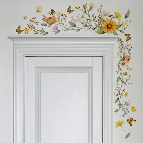 Blumen Schmetterling Wandaufkleber Aquarell Sonnenblume PVC Selbstklebend Türaufkleber Modern Rustikal Wohnkultur