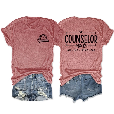 Γυναικείο T-shirt Counselor Mode All Day Every Day Καλοκαιρινό Κοντομάνικο Στρογγυλή Λαιμόκοψη Γραφικό Tee Μίγμα Βαμβακιού