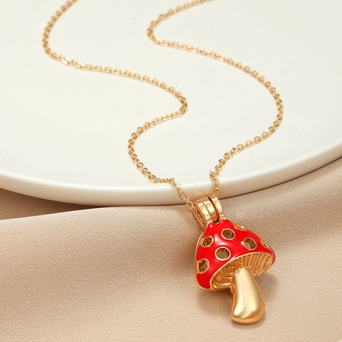 Hanger Ketting Met Holle Paddenstoel En Lichtgevende Schelp Legering Zirkonia Creatieve Sieraden Voor Dames