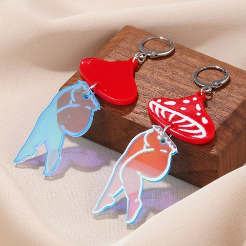 Pendientes Colgantes De Champiñón De Acrílico Colgante De Piernas De Mujer Irisadas Joyas Creativas De Pop Art
