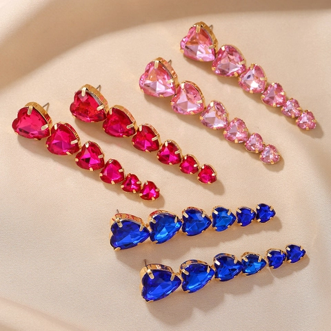 Crystal Dangle Earrings Alloy Rhinestone Heart Water Drop Long Linear Fashion Daily Jewelry For Women Commuting Earring Post