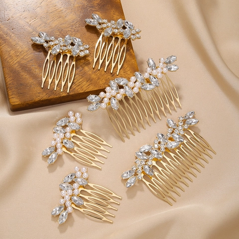 Elegant Hair Comb With Alloy Rhinestone And Faux Artificial Pearl Accessories For Women Wedding Party Style