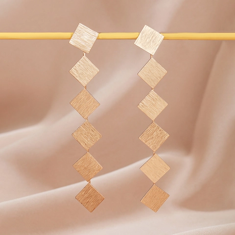 Orecchini Pendenti Geometrici Lunghi In Metallo Spazzolato Multistrato Tondi Cuore Esagono Gioielli Minimalisti Da Donna