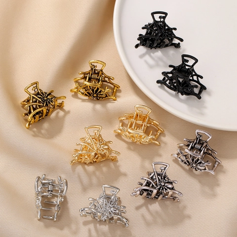 Gothic Spinnennetz Metall Haarkralle Clip Halloween Antik Gold Silber Klein Punk Spinne Haarnadel Für Damen Party Schmuck