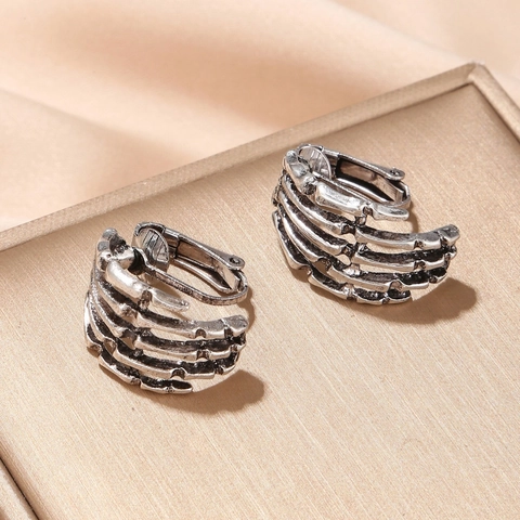 Clip Per Orecchie Mano Scheletro Lega Di Zinco Gotico Punk Teschio Osso Stile Argento Vintage Halloween Accessori Cosplay Donne