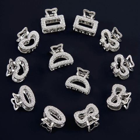 Women Mini Alloy Hair Claw Clips Gold Silver Plated Assorted Geometric Heart Bowknot Shapes Fashion Hair Accessories Collection