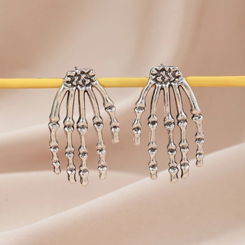 Skelett Hand Knochen Stecker Ohrringe Vintage Gothic Legierung Palme Halloween Party Schmuck Für Damen Geschenke