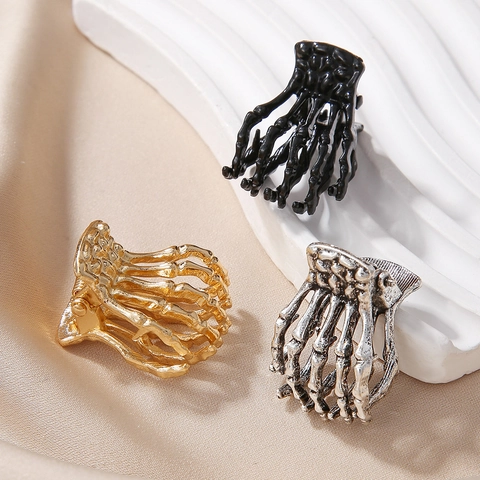 Gothic Skeleton Hand Hair Claw Clip Zinc Alloy Metal Bone Hairpin Halloween Punk Party Women Hair Decoration Accessories