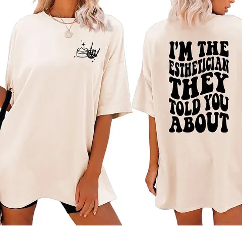 Damen Oversized T-Shirt Esthetician Grafikdruck Rundhalsausschnitt Kurzarm Baumwollmischung Lässig Lose Top
