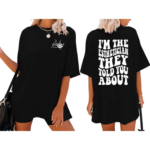 Damen Oversized T-Shirt Esthetician Grafikdruck Rundhalsausschnitt Kurzarm Baumwollmischung Lässig Lose Top