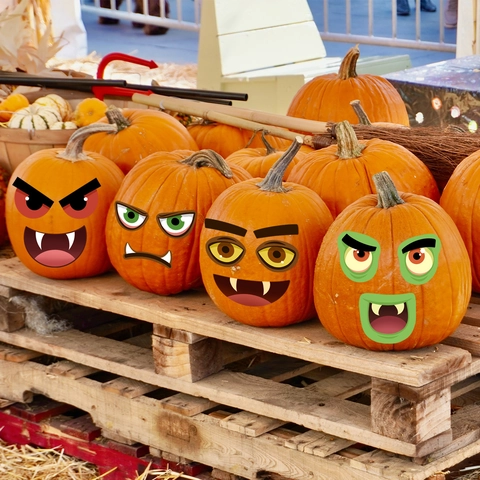Halloween Pumpkin Decoration Stickers PVC Cartoon Monster Face DIY Party Wall Decals Self Adhesive