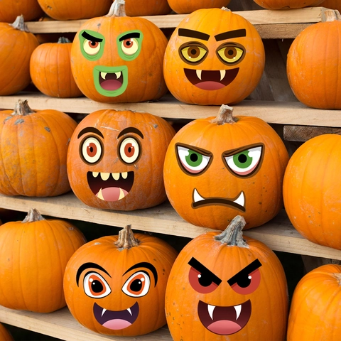 Halloween Pumpkin Decoration Stickers PVC Cartoon Monster Face DIY Party Wall Decals Self Adhesive