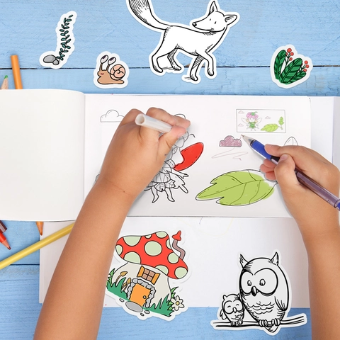 Libro Da Colorare Per Bambini E Pennarelli Adesivi Graffiti Animali Della Foresta Per Disegno E Educativo