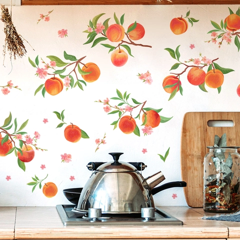 Adesivi Murali Pesca Fiore PVC Autoadesivo DIY Cucina Camera Da Letto Decorazione Acquerello Murales Decalcomanie