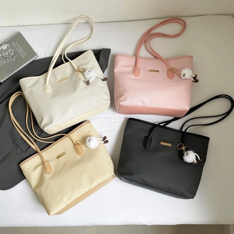 Borsa Tote da Donna in Pelle PU con Trama Intrecciata di Grande Capacità Borsa a Tracolla Minimalista Urbana Per Pendolarismo