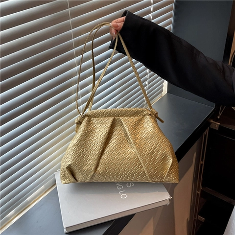 Borsa A Tracolla Nuvola Intrecciata Da Donna Pelle PU Pochette Pieghettata Borsa A Spalla Moda Accessorio Elegante Versatile