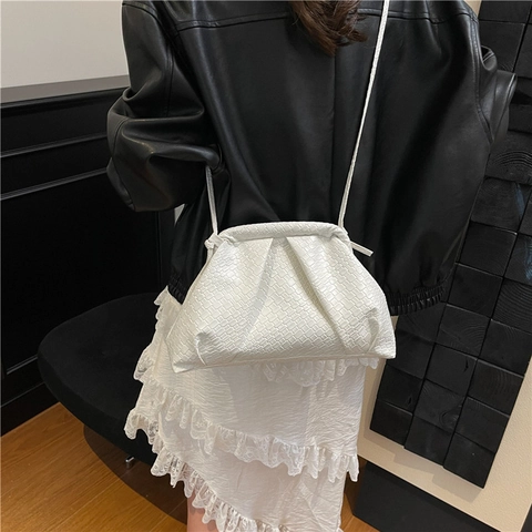 Borsa A Tracolla Nuvola Intrecciata Da Donna Pelle PU Pochette Pieghettata Borsa A Spalla Moda Accessorio Elegante Versatile