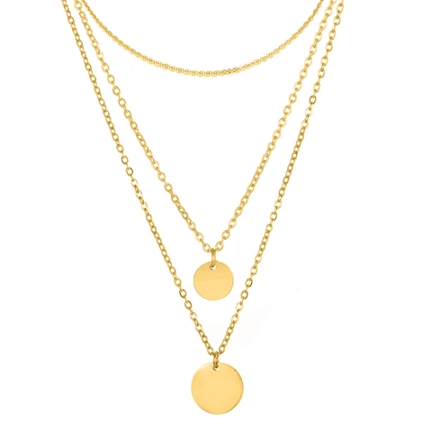 Collana a Strati in Acciaio Inossidabile 316L Pendente Tondo Minimalista Oro Argento Oro Rosa Collane per Donna Festa Gioielli