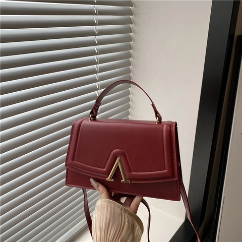 Damen Französisch Minimalistisch PU Leder Kleine Quadratische Tasche Umhängetasche Mit Metallschnalle Vielseitige Handtasche