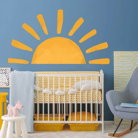 Sonnenaufgang Wandaufkleber PVC Selbstklebend Boho Nordischer Stil Wandtattoo Für Kinderzimmer Schlafzimmer Dekor