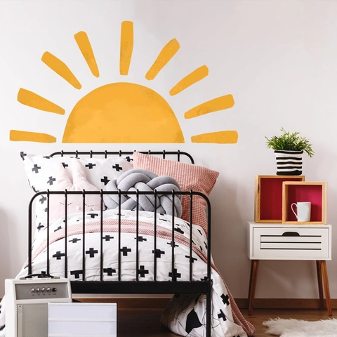 Sonnenaufgang Wandaufkleber PVC Selbstklebend Boho Nordischer Stil Wandtattoo Für Kinderzimmer Schlafzimmer Dekor