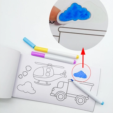 Kinder DIY Malbuch Aufkleber Mit Markern Transport Flugzeug Auto Muster Pädagogische Zeichenaktivität Für Kinder
