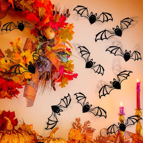 3D Halloween Fledermaus Wandaufkleber Schwarz PVC Stereoskopische Fledermaus Aufkleber DIY Feiertag Party Home Room Hintergrund Deko