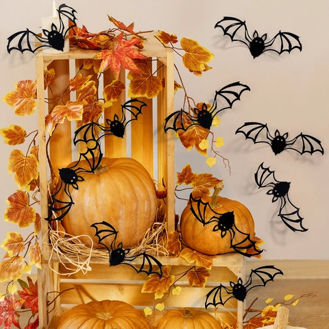 3D Halloween Fledermaus Wandaufkleber Schwarz PVC Stereoskopische Fledermaus Aufkleber DIY Feiertag Party Home Room Hintergrund Deko