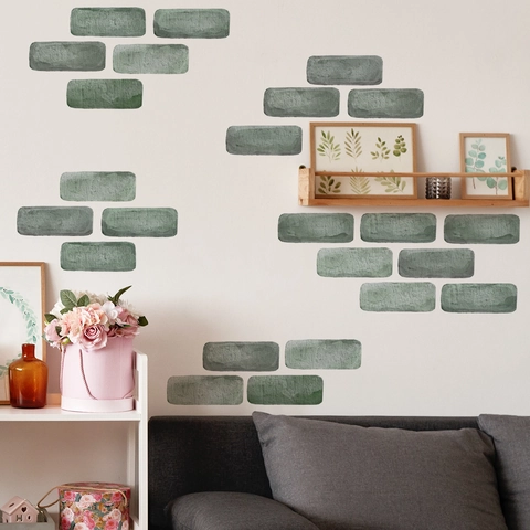 Vintage Watercolor Brick Wall Stickers For Home Decor Living Room Bedroom Artistic Textured Non-Glue Tile Decal Backdrops